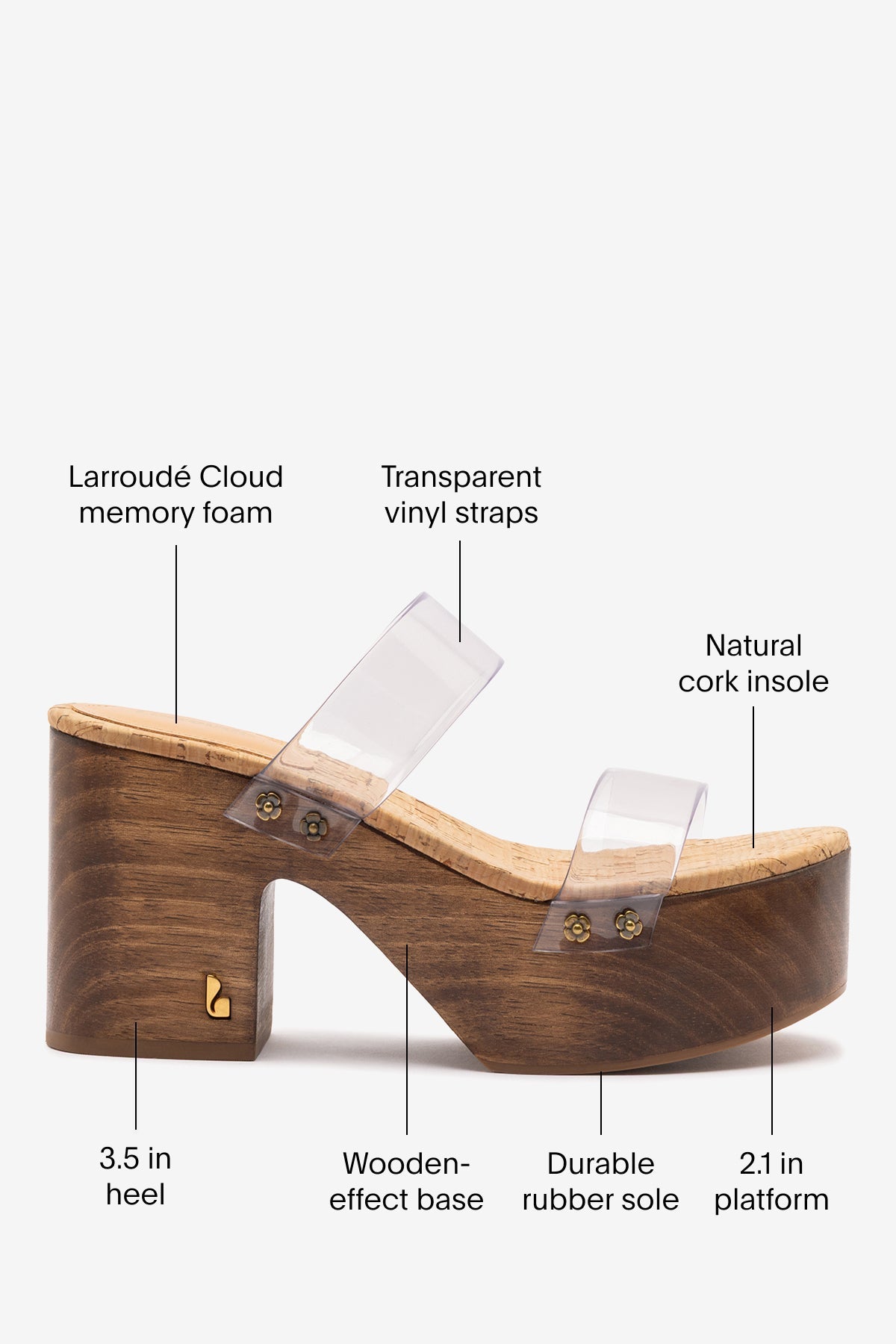 Miso Clear Platform Sandal In Clear Vinyl and Natural Cork - Larroude