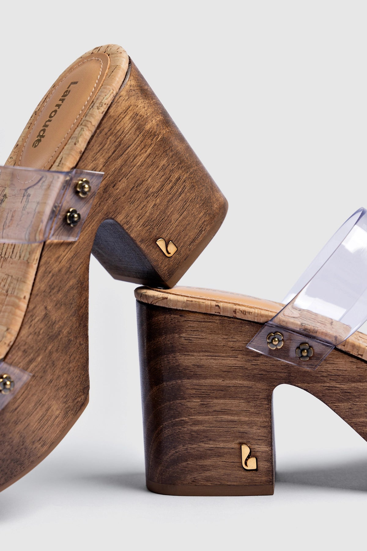 Miso Clear Platform Sandal In Clear Vinyl and Natural Cork - Larroude