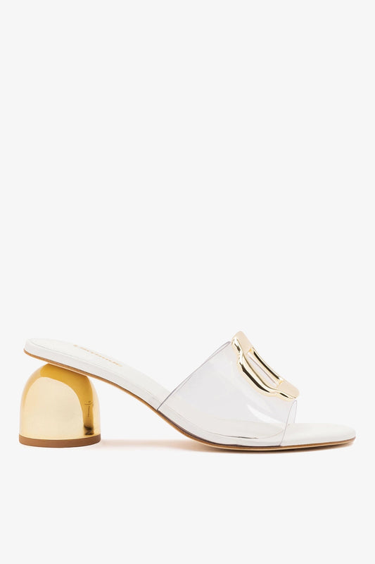 Margherita Clear Mule White Leather - Larroude