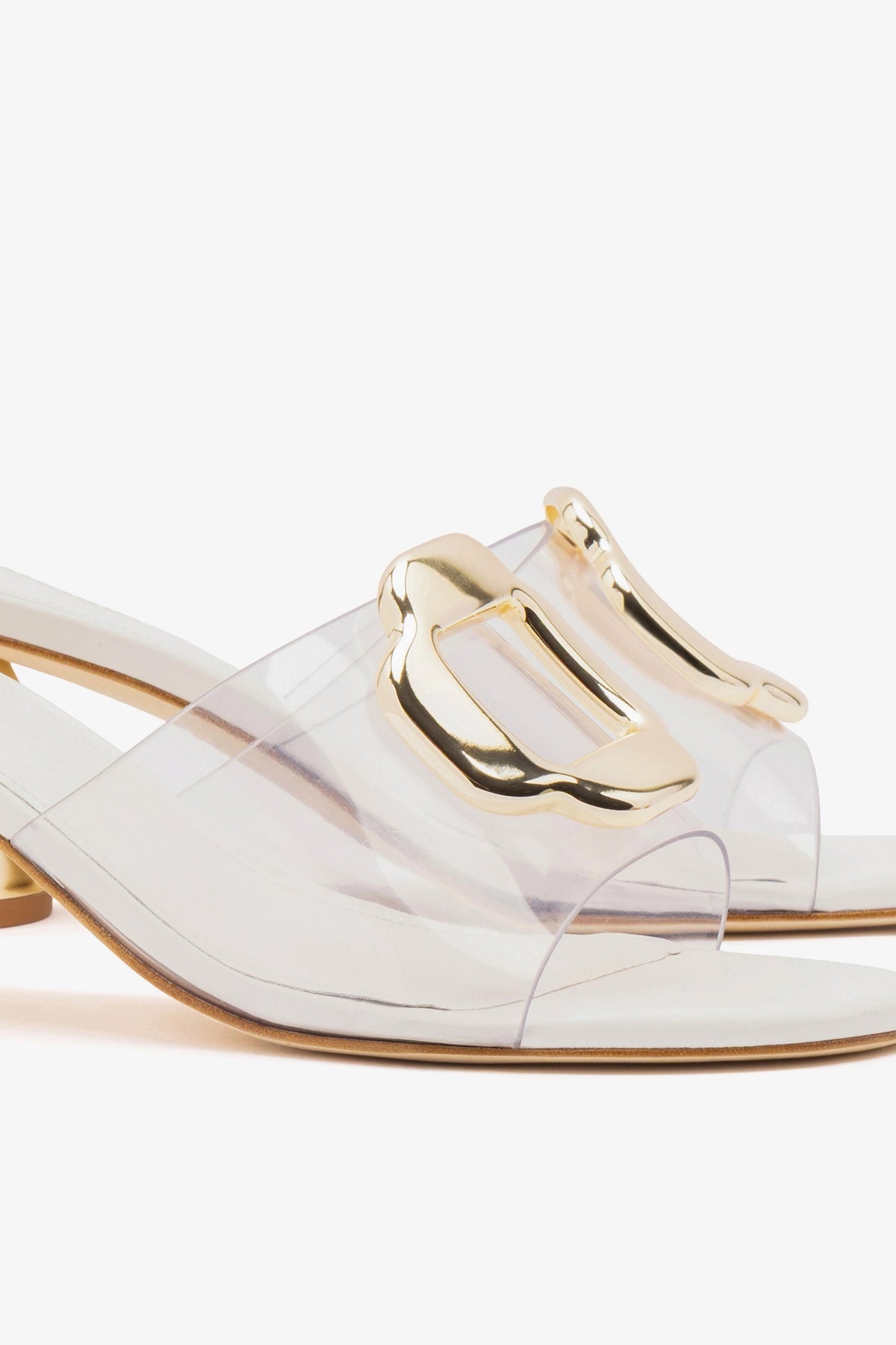 Margherita Clear Mule White Leather - Larroude