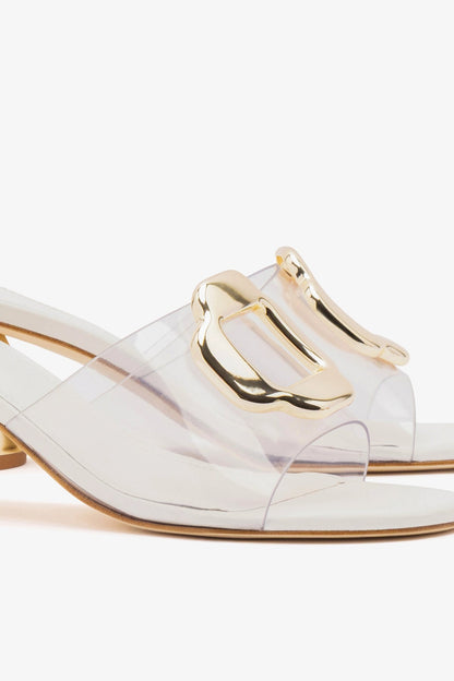 Margherita Clear Mule White Leather - Larroude