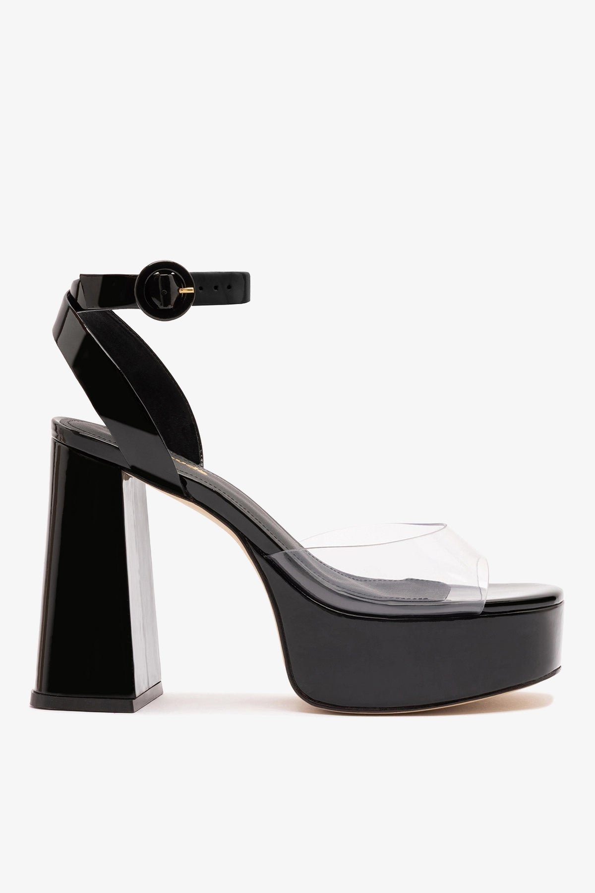 Dolly Clear Sandal Black Patent Leather - Larroude
