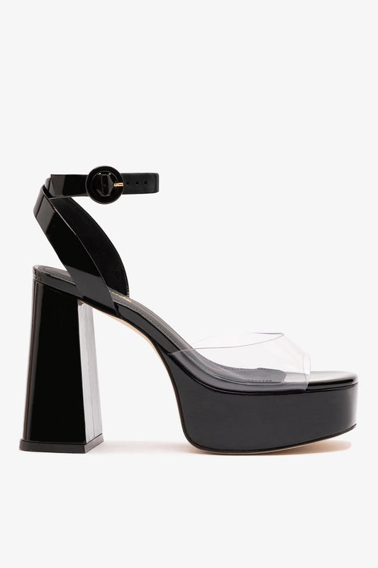 Dolly Clear Sandal Black Patent Leather - Larroude