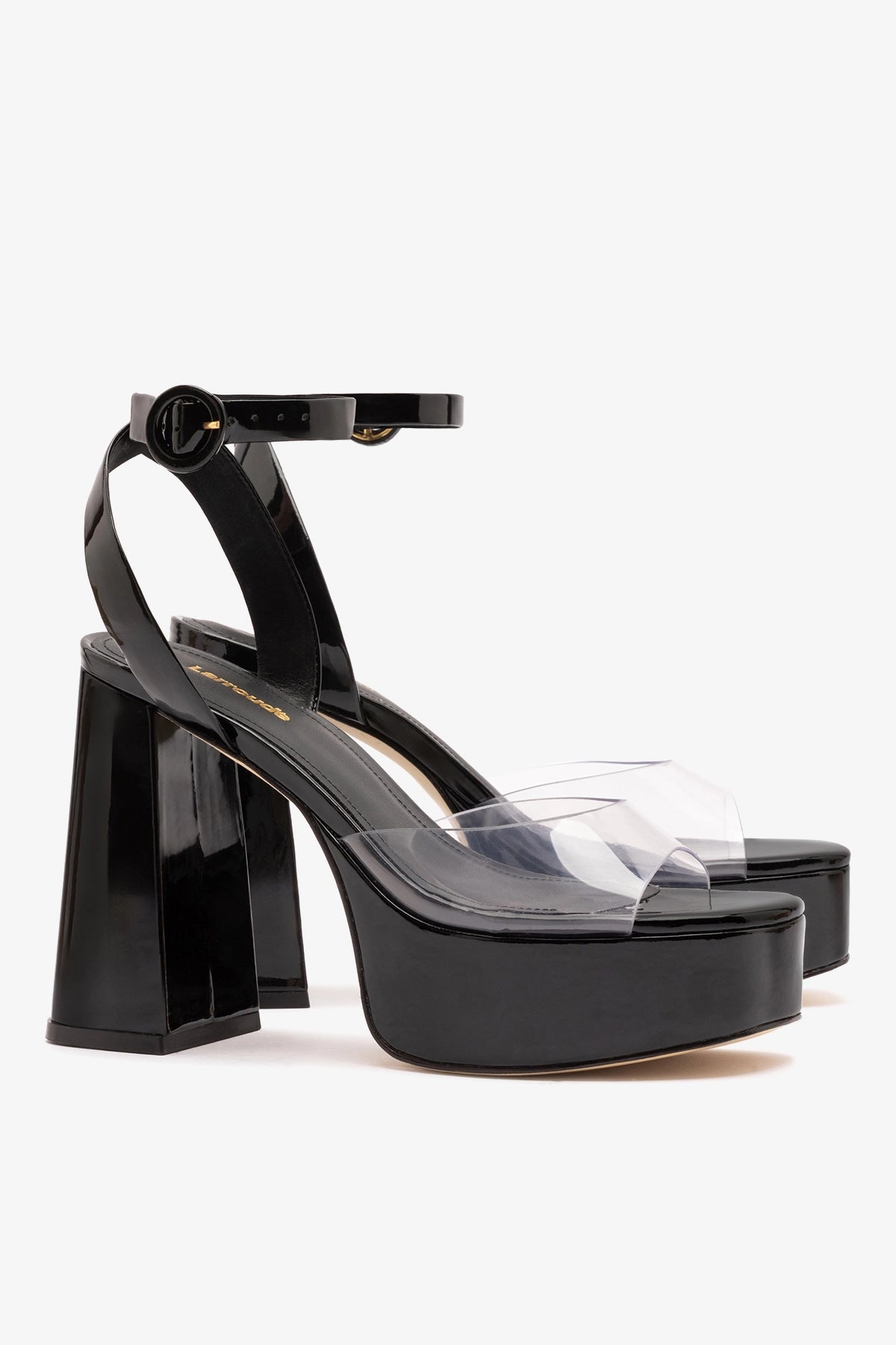 Dolly Clear Sandal Black Patent Leather - Larroude