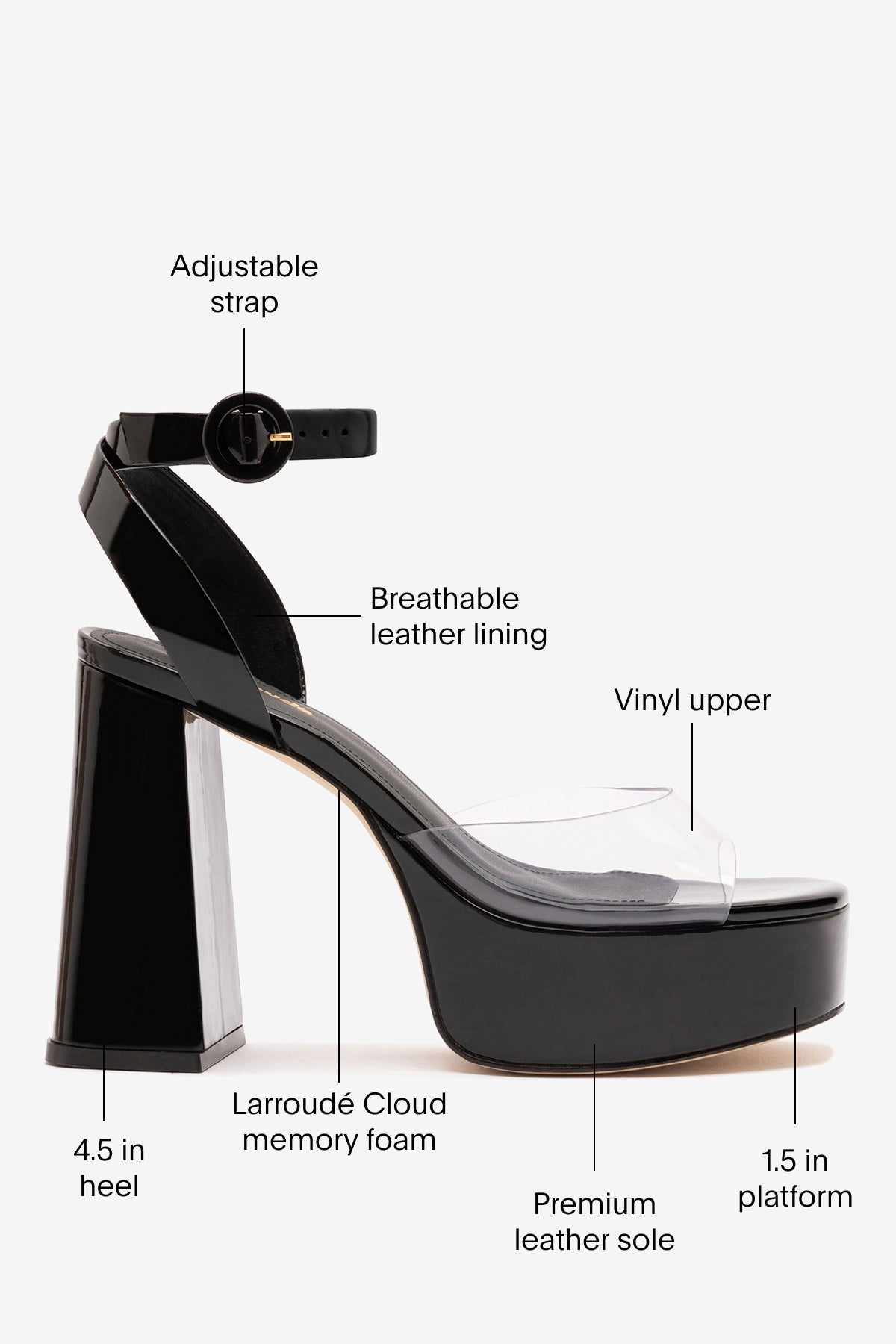Dolly Clear Sandal Black Patent Leather - Larroude