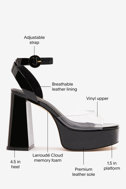 Dolly Clear Sandal Black Patent Leather - Larroude