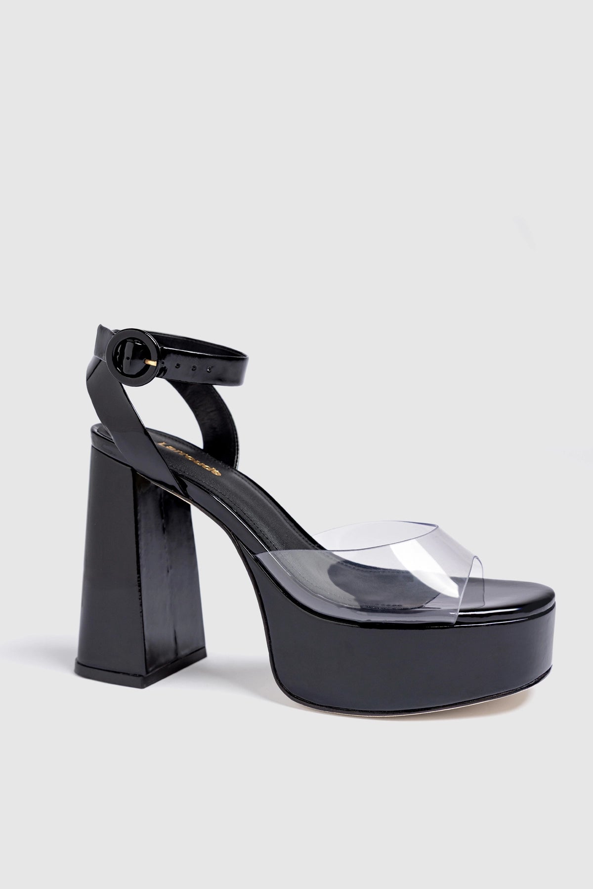 Dolly Clear Sandal Black Patent Leather - Larroude