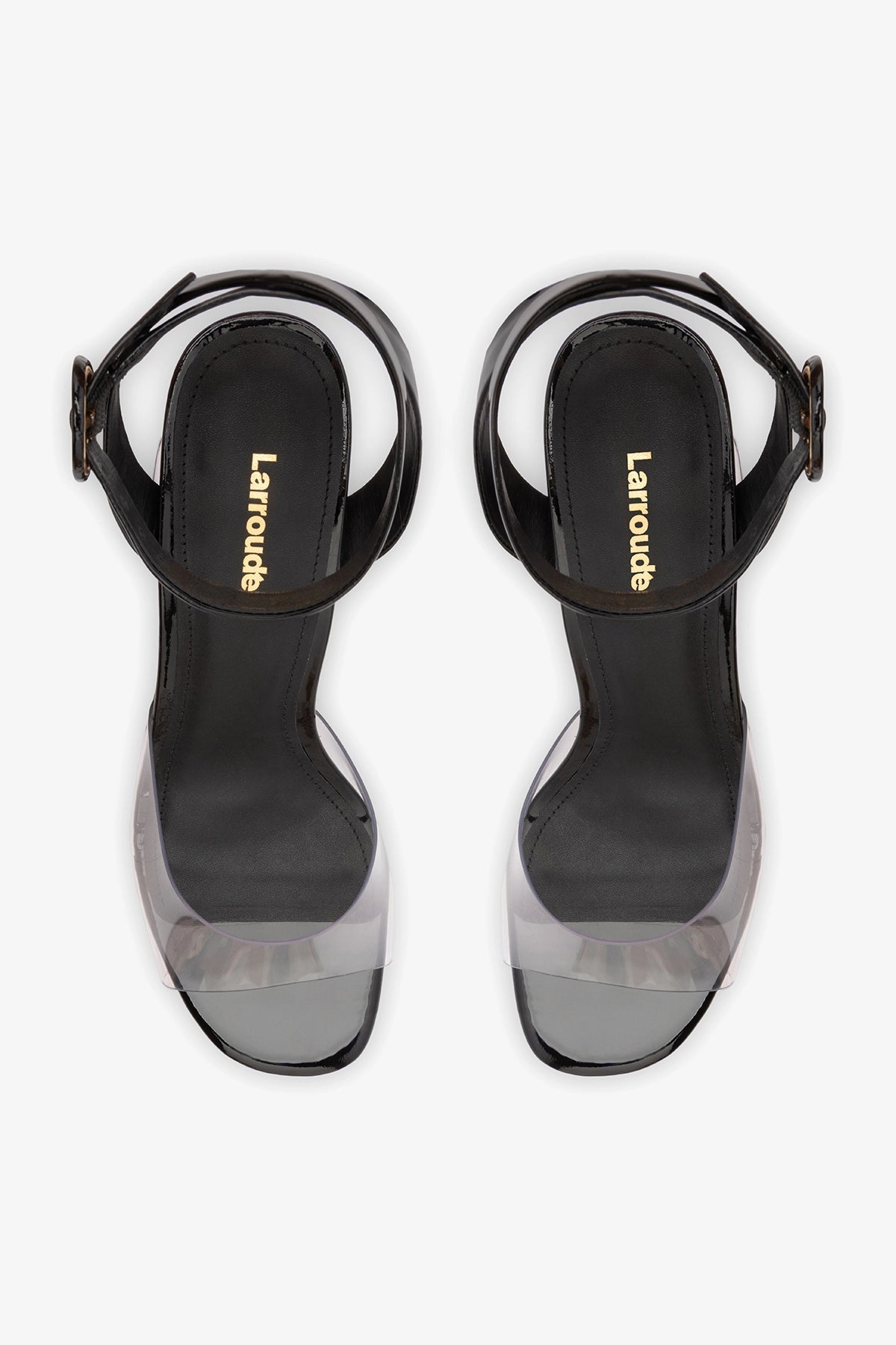 Dolly Clear Sandal Black Patent Leather - Larroude