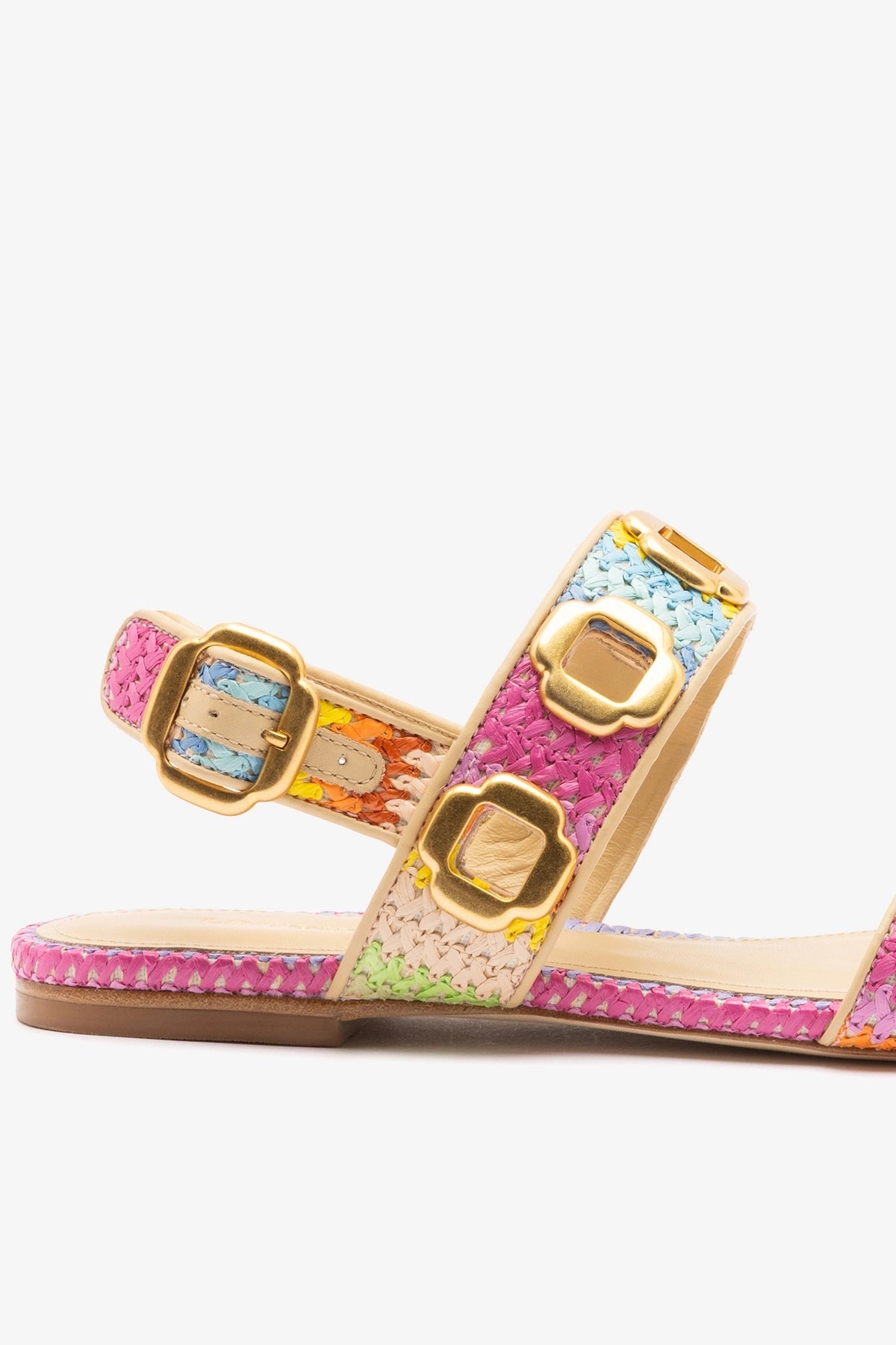 Milan Flat Sandal Rainbow Raffia - Larroude