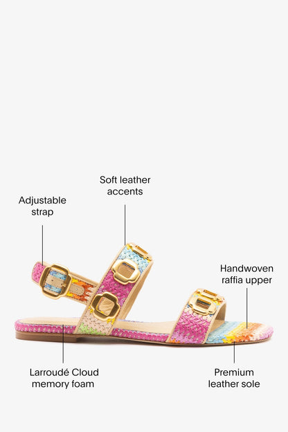 Milan Flat Sandal Rainbow Raffia - Larroude