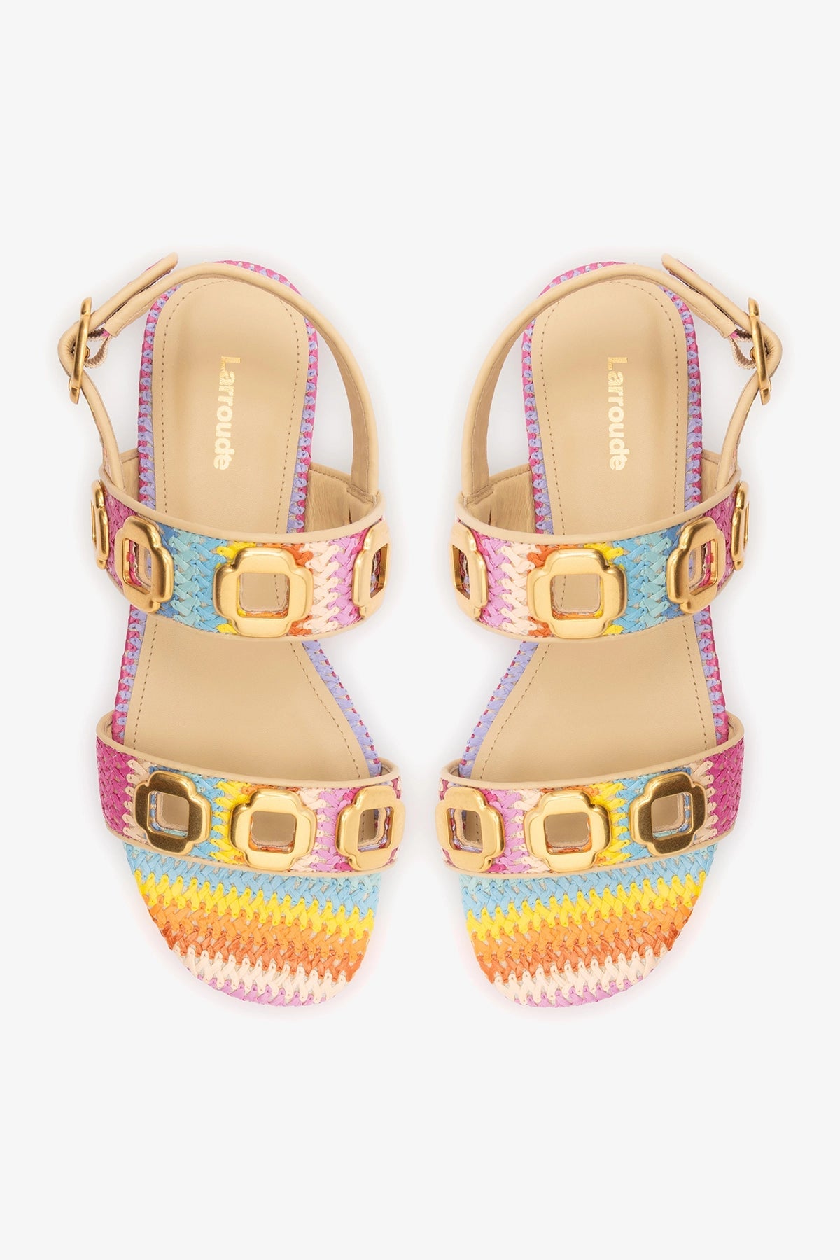 Milan Flat Sandal Rainbow Raffia - Larroude