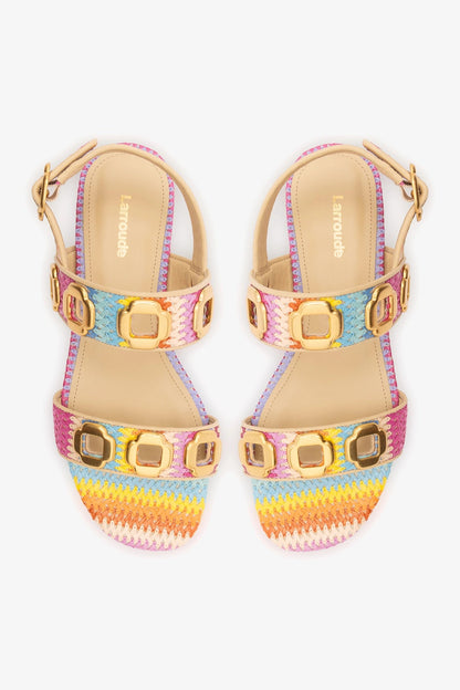 Milan Flat Sandal Rainbow Raffia - Larroude