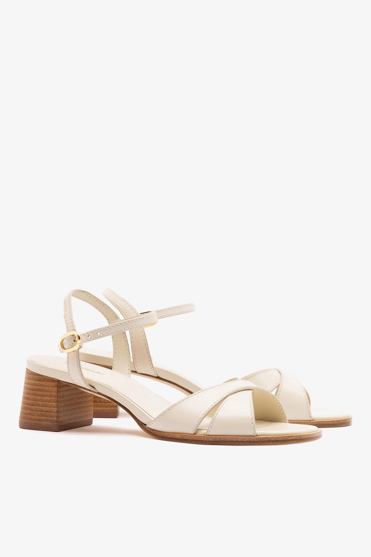 Roma Sandal Ivory Leather - Larroude