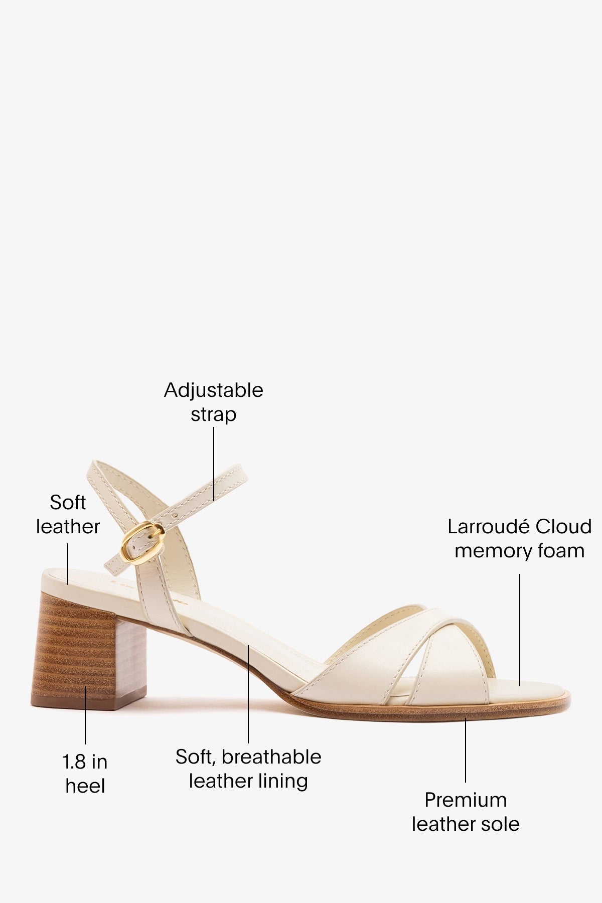 Roma Sandal Ivory Leather - Larroude