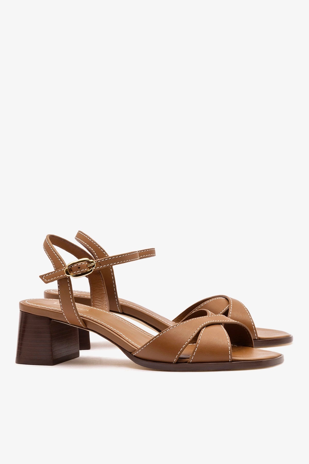 Roma Sandal In Vegetale Caramel Leather - Larroude