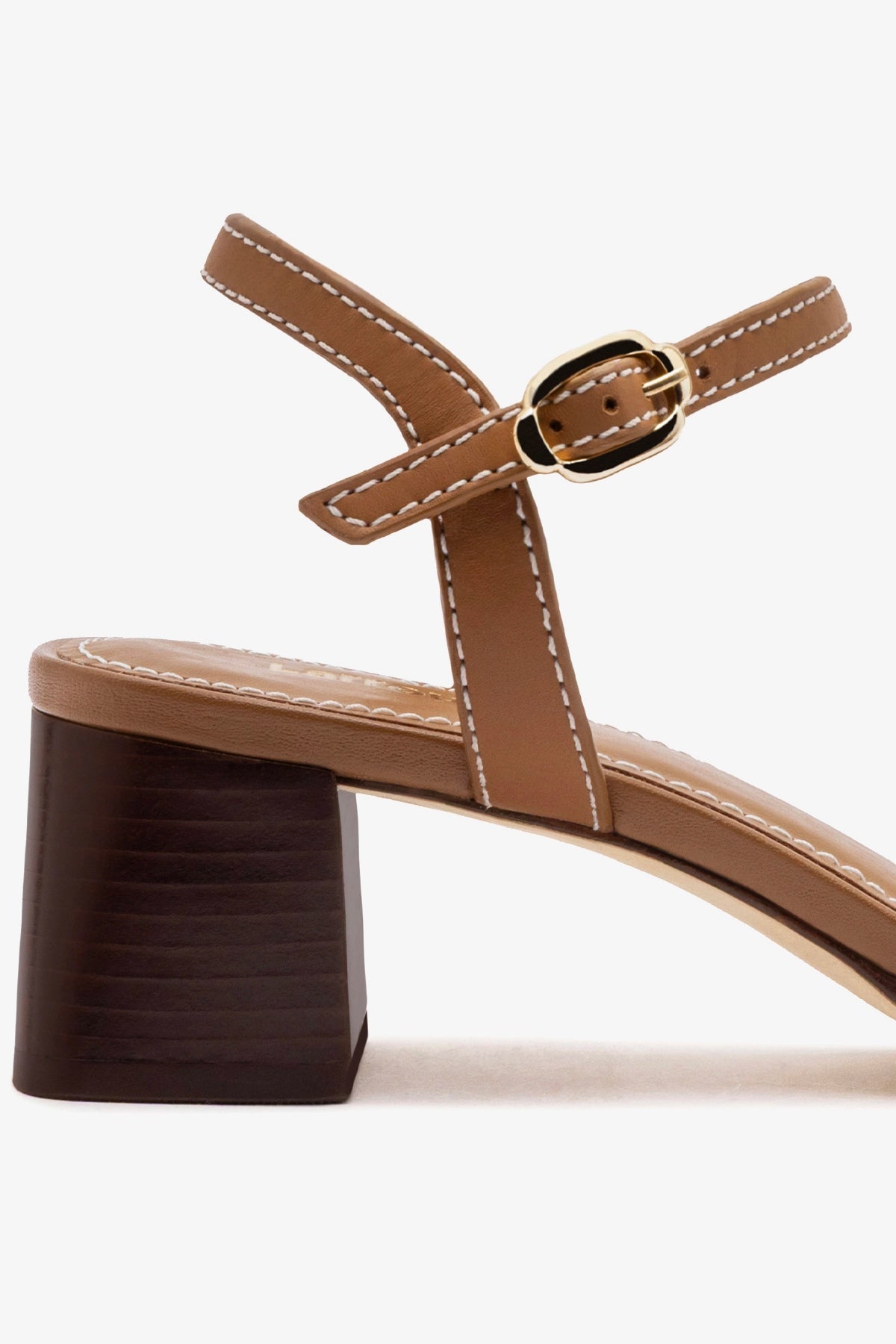 Roma Sandal In Vegetale Caramel Leather - Larroude