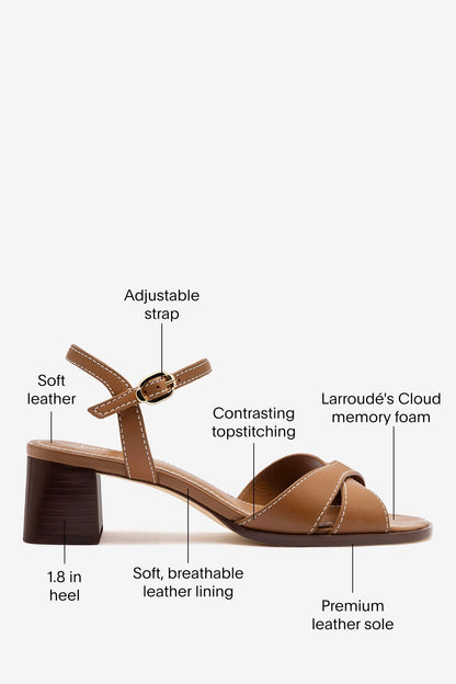 Roma Sandal In Vegetale Caramel Leather - Larroude