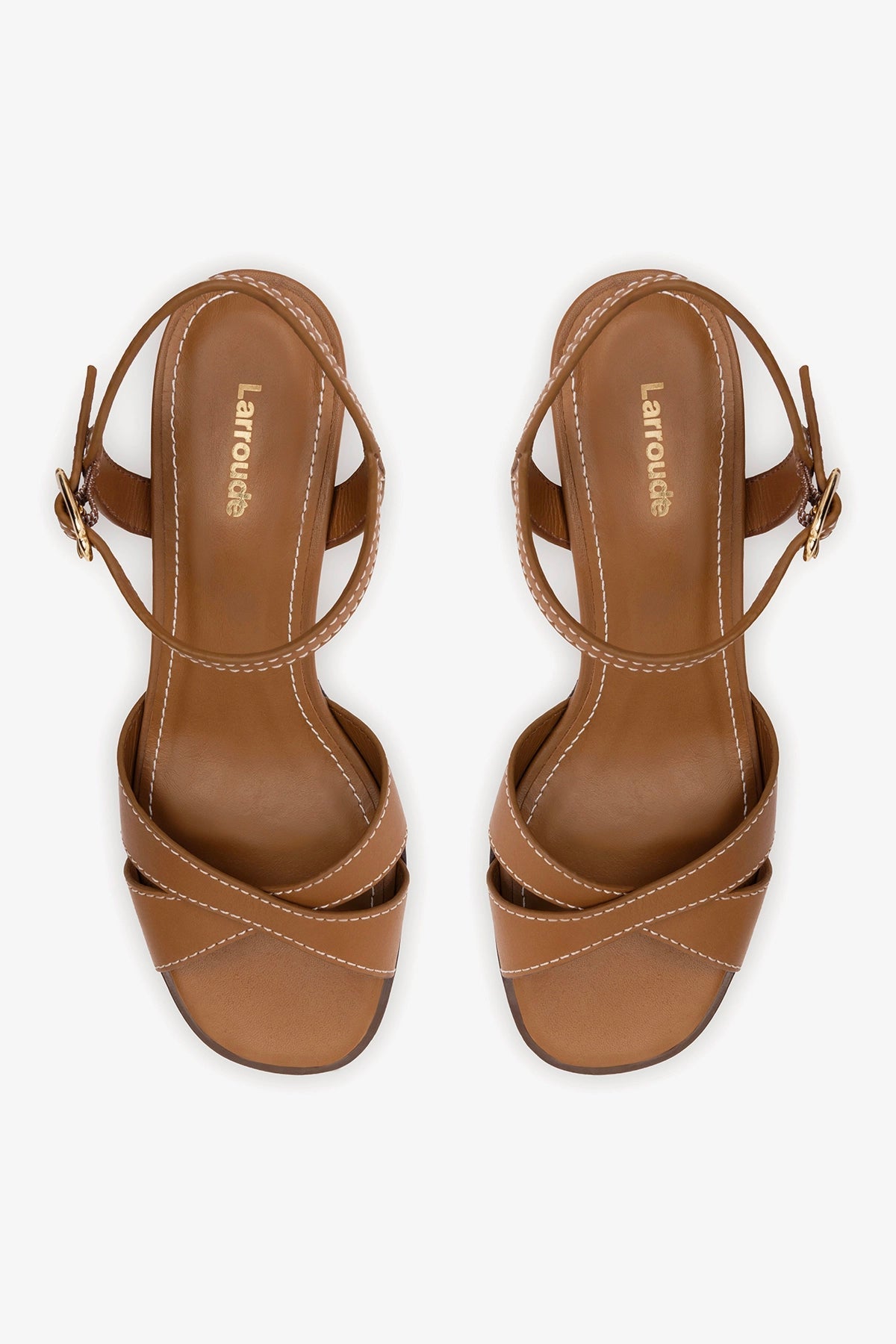 Roma Sandal In Vegetale Caramel Leather - Larroude