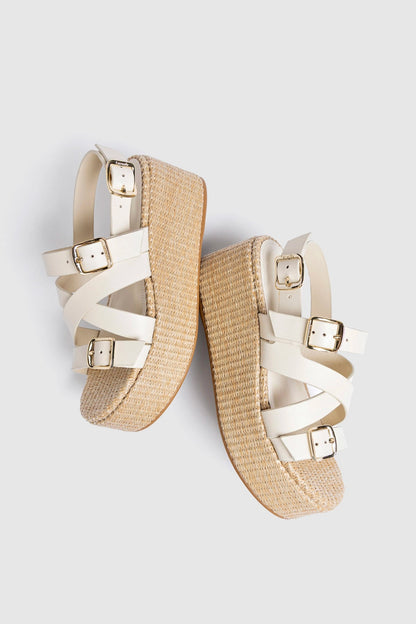 Patti Flatform Ivory Leather - Larroude