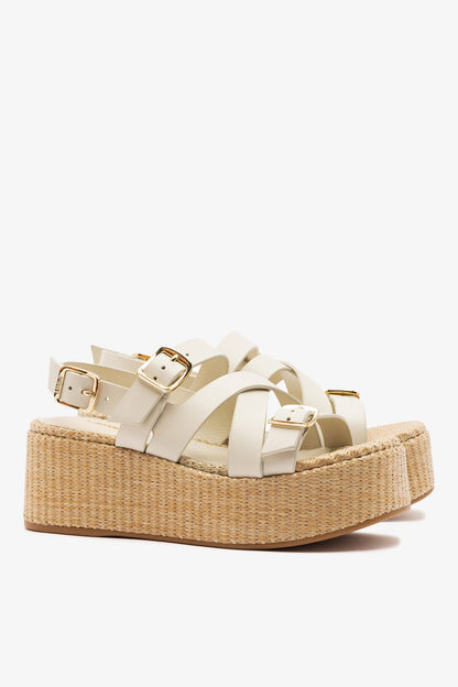 Patti Flatform Ivory Leather - Larroude
