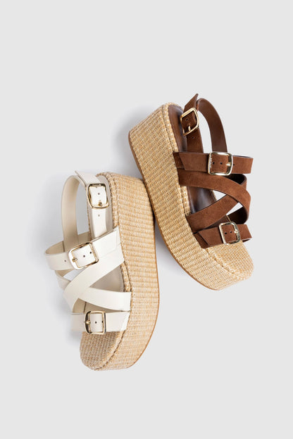 Patti Flatform Ivory Leather - Larroude