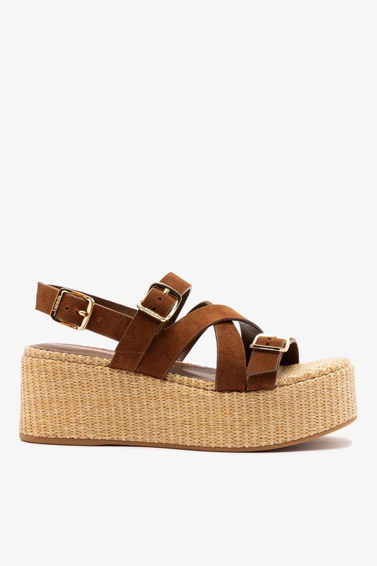 Patti Flatform Burnt Umber Suede - Larroude