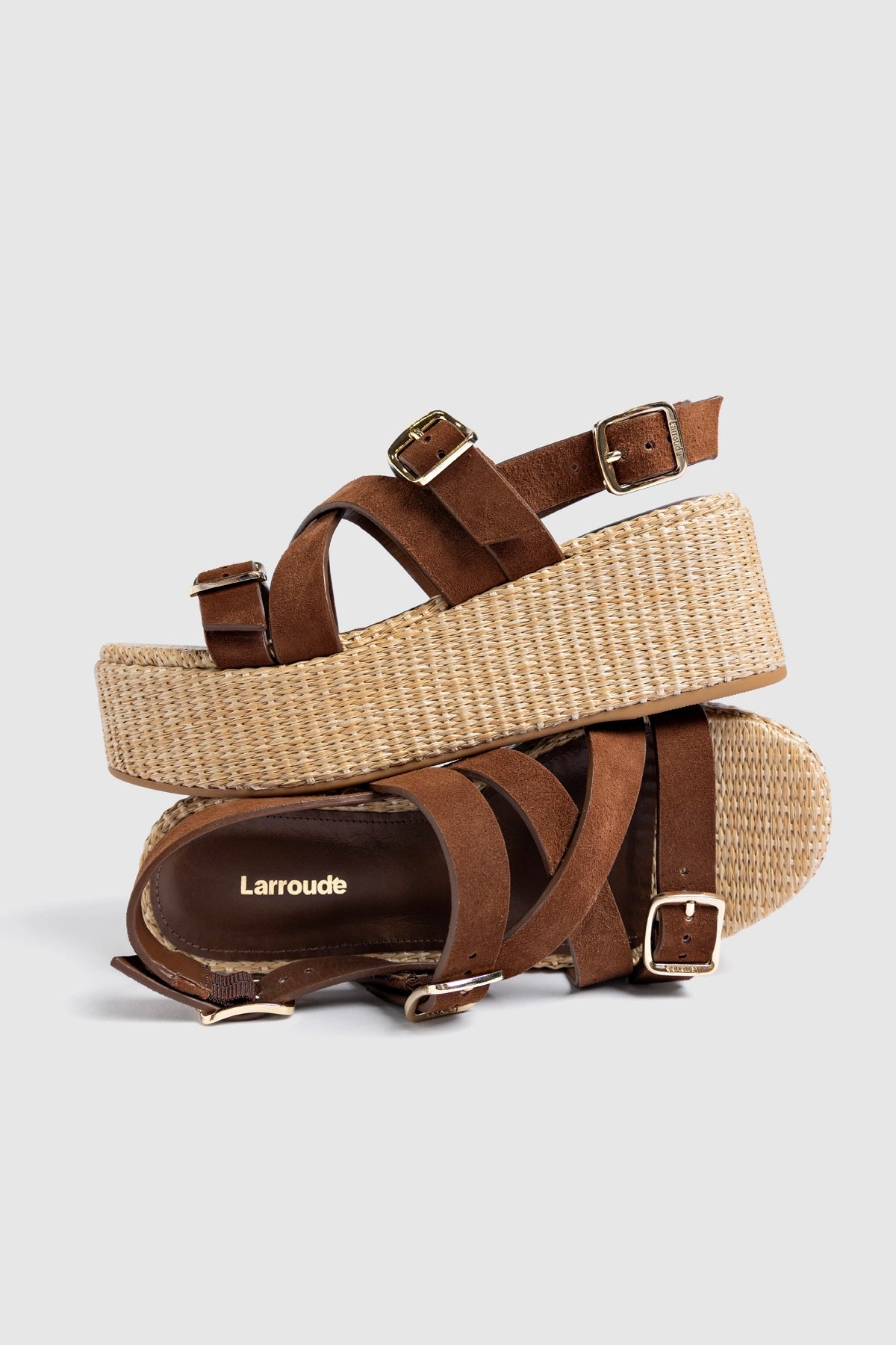 Patti Flatform Burnt Umber Suede - Larroude