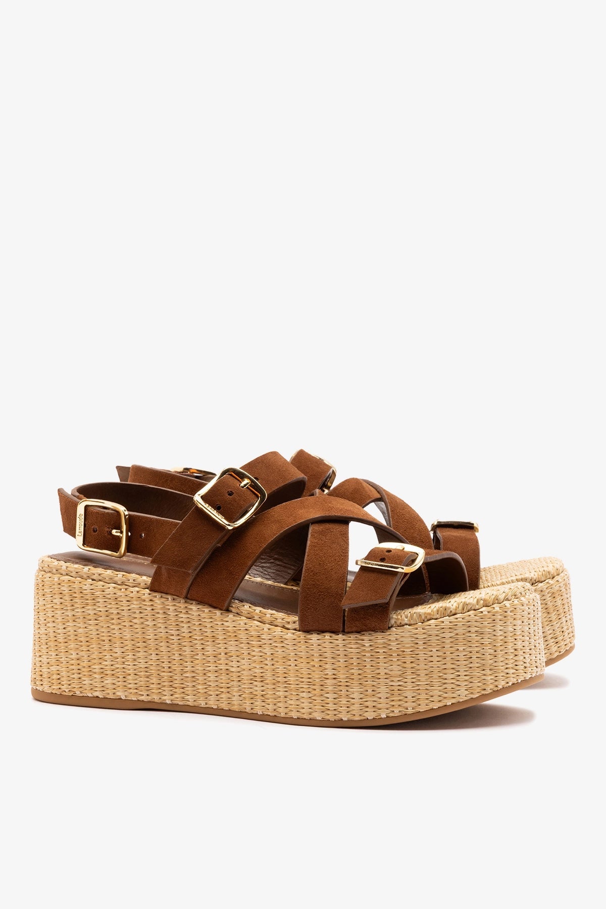 Patti Flatform Burnt Umber Suede - Larroude