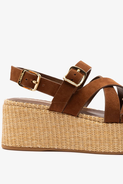 Patti Flatform Burnt Umber Suede - Larroude