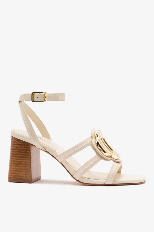 Margherita Block Sandal Ivory Leather - Larroude