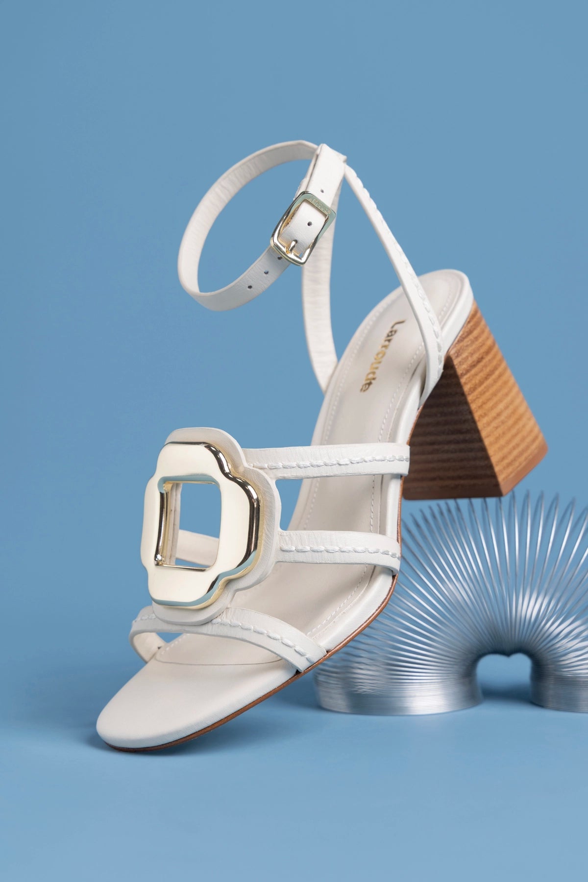 Margherita Block Sandal Ivory Leather - Larroude