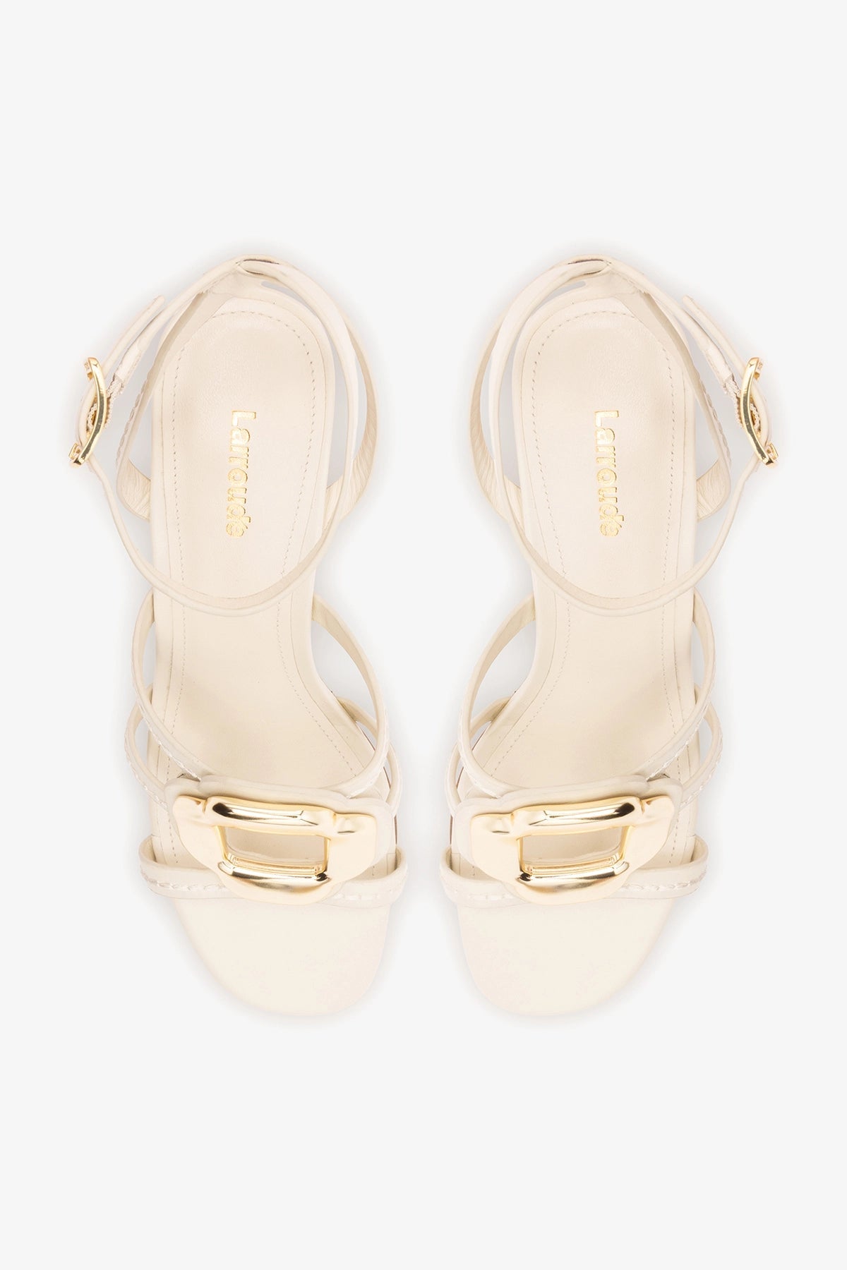 Margherita Block Sandal Ivory Leather - Larroude