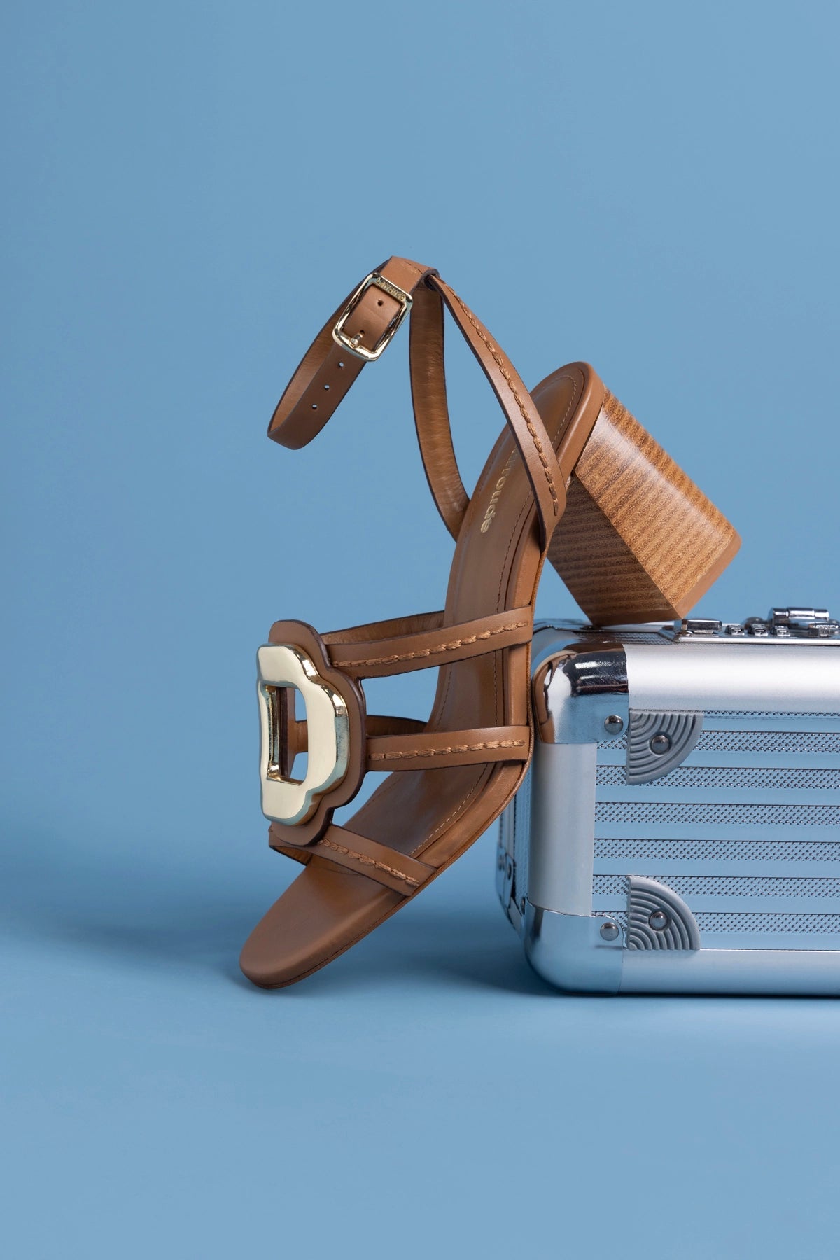 Margherita Block Sandal Caramel Leather - Larroude