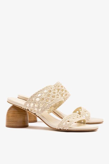 Dew Drop Macrame Sandal In Ivory Leather - Larroude