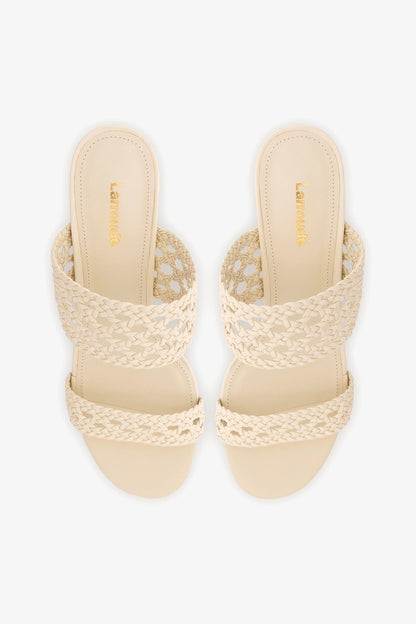 Dew Drop Macrame Sandal In Ivory Leather - Larroude