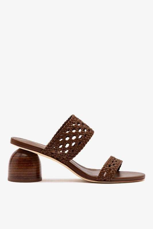 Dew Drop Macrame Sandal In Burnt Umber Leather - Larroude