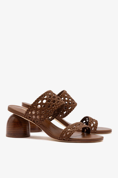 Dew Drop Macrame Sandal In Burnt Umber Leather - Larroude