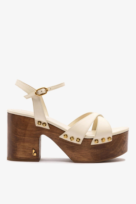 Talitha Sandal In Ivory Leather - Larroude
