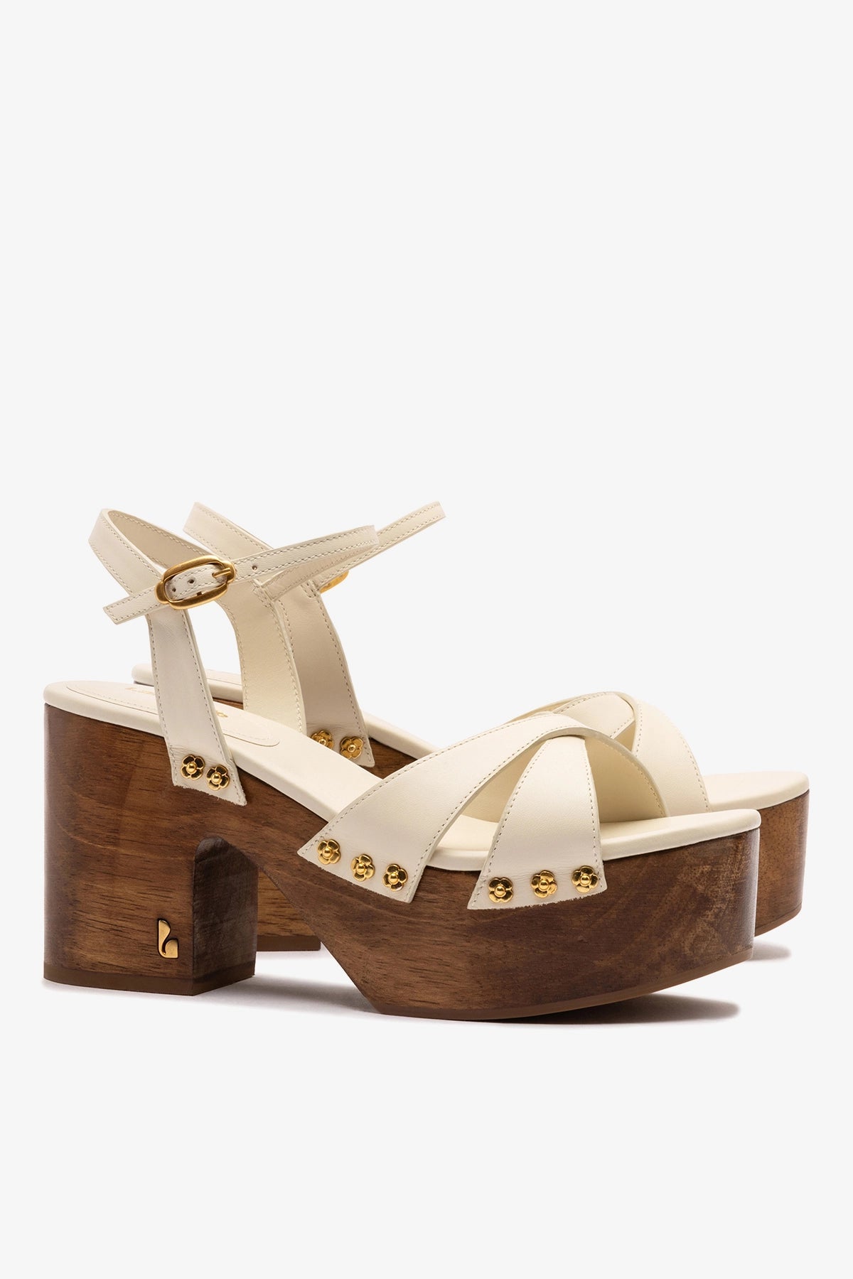Talitha Sandal In Ivory Leather - Larroude