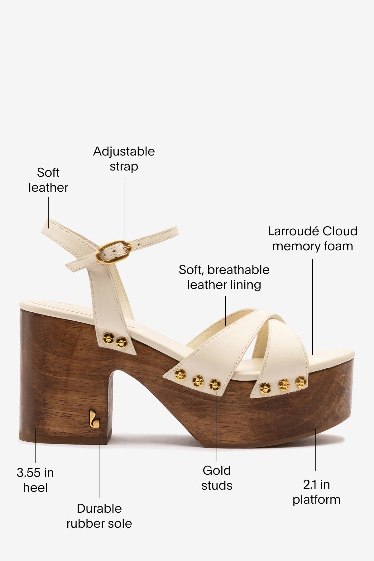 Talitha Sandal In Ivory Leather - Larroude