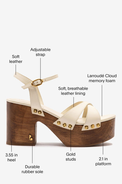 Talitha Sandal In Ivory Leather - Larroude