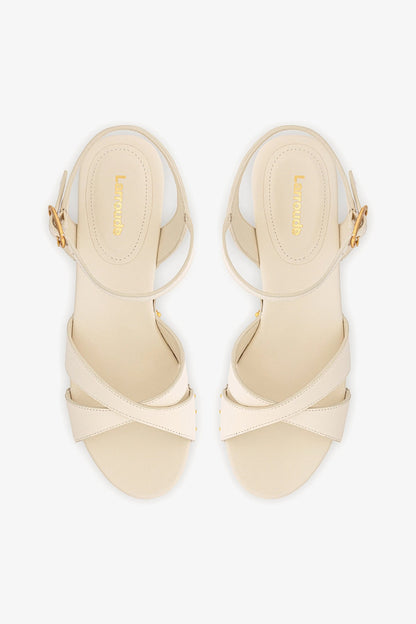 Talitha Sandal In Ivory Leather - Larroude
