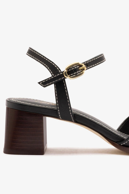 Roma Sandal In Vegetale Black Leather - Larroude