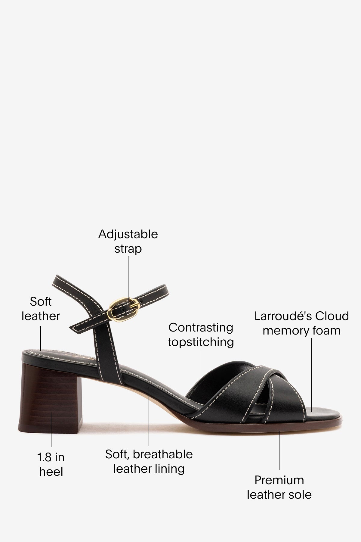 Roma Sandal In Vegetale Black Leather - Larroude