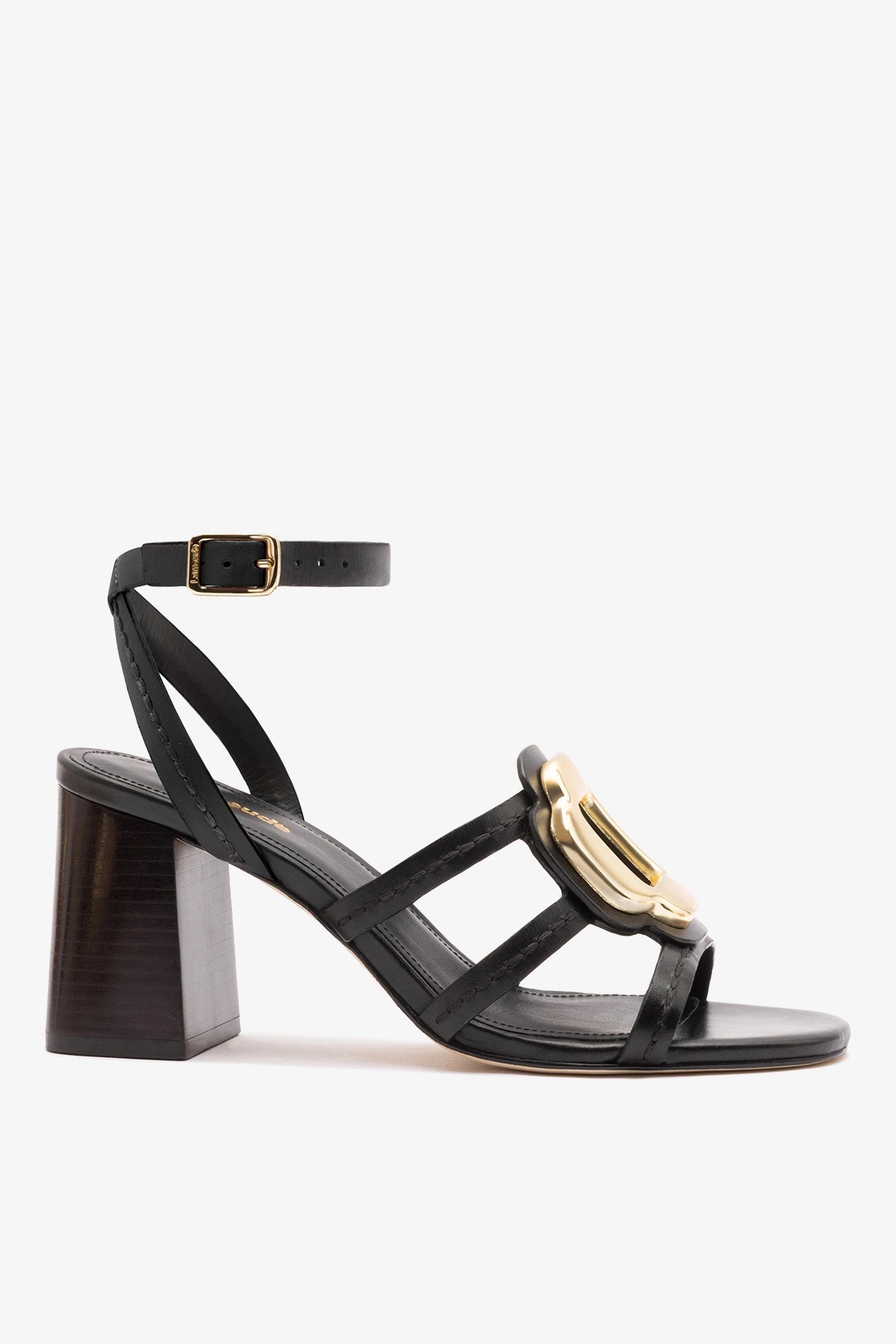 Margherita Block Sandal Black Leather - Larroude
