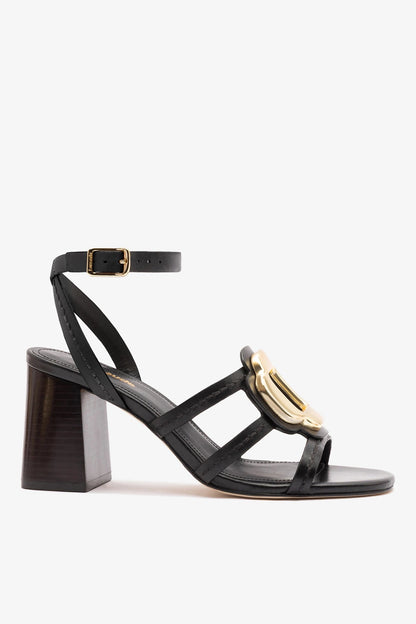Margherita Block Sandal Black Leather - Larroude