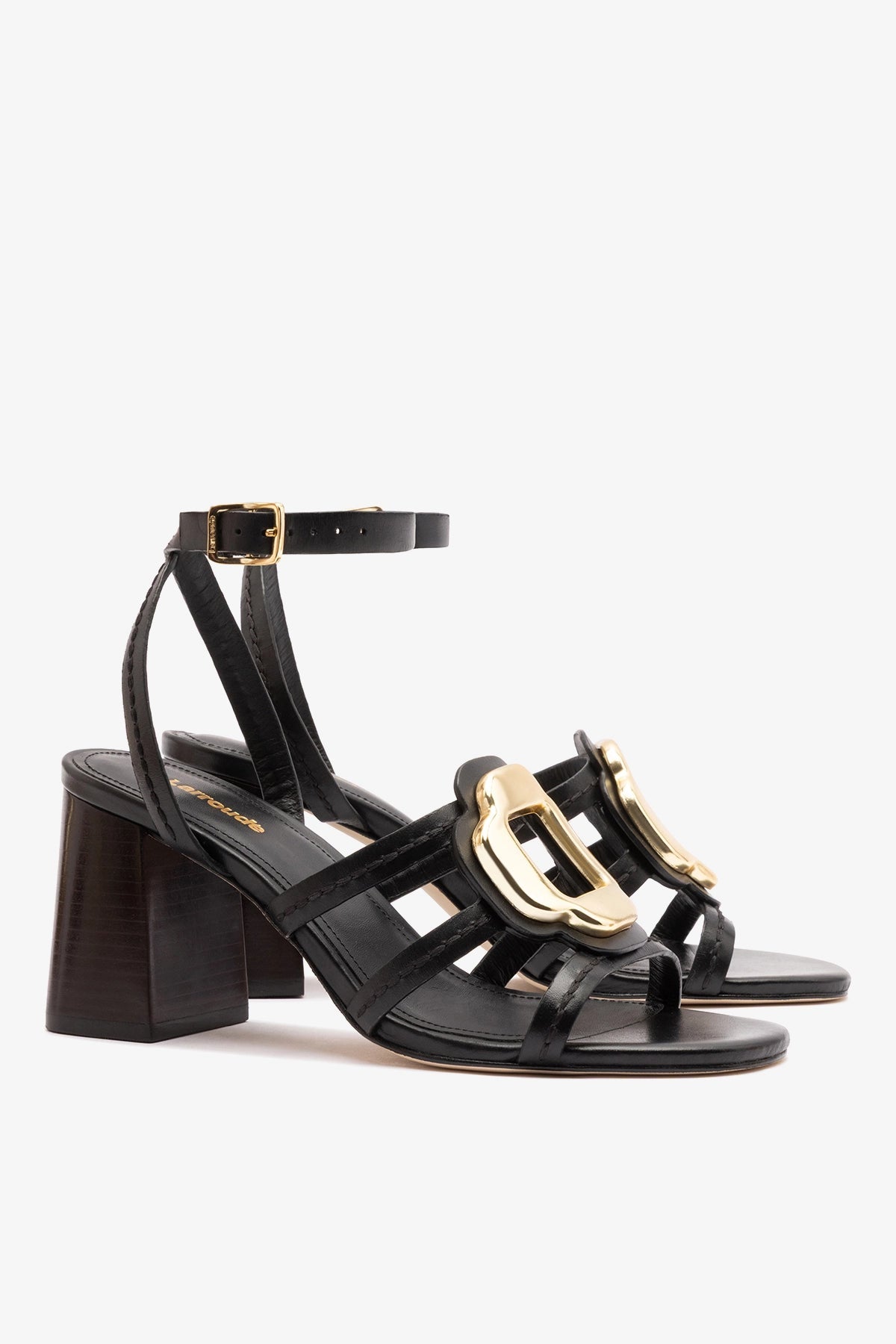 Margherita Block Sandal Black Leather - Larroude