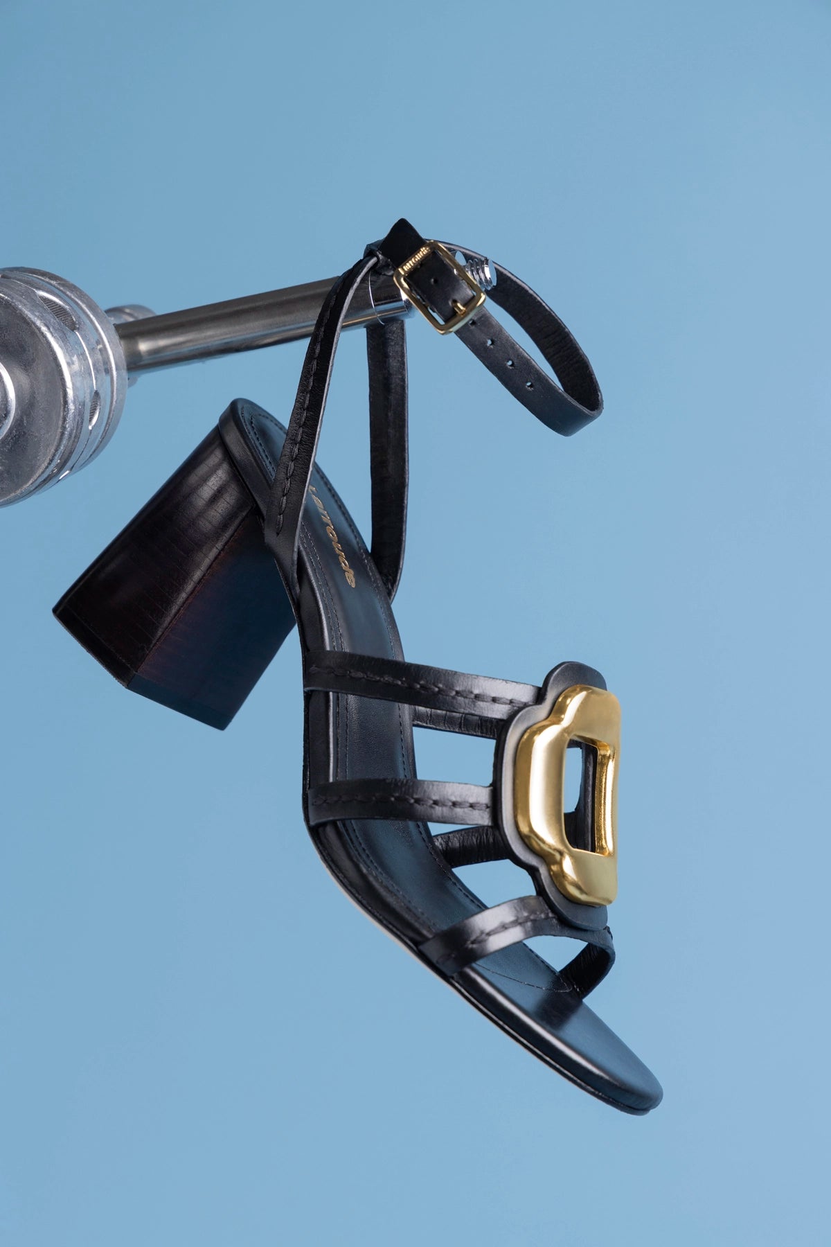 Margherita Block Sandal Black Leather - Larroude