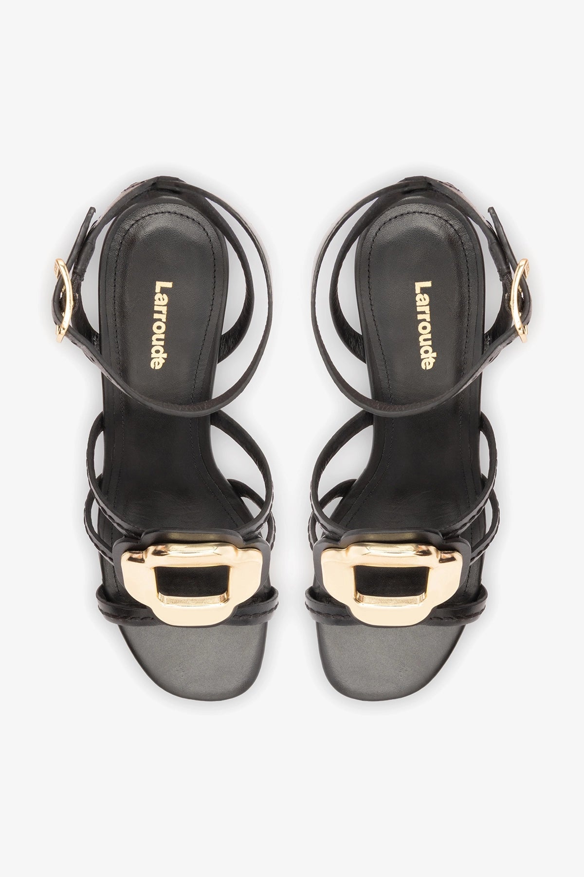 Margherita Block Sandal Black Leather - Larroude
