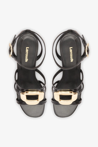 Margherita Block Sandal Black Leather - Larroude